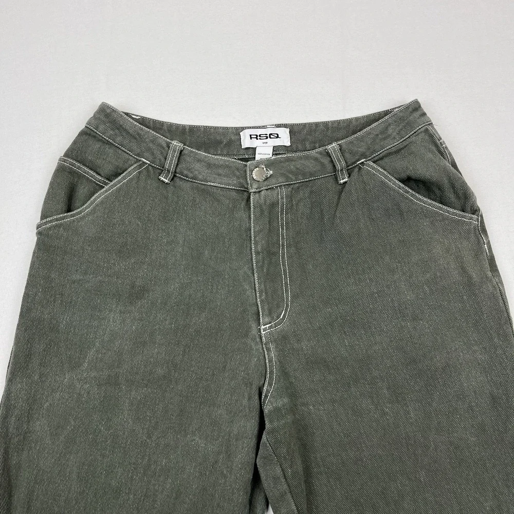 RSQ Y2K Baggy Green Denim‎ Pants Mens Size L 30x30 Carpenter Jeans